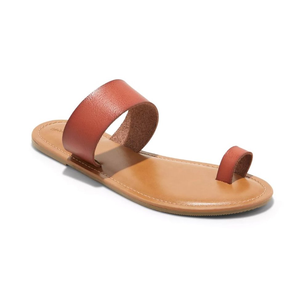 NWT Women's Kessie Toe Ring Slide Sandals Cognac 7